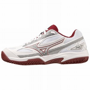 Mizuno Break Shot 4 CC Παπουτσια Τενισ γυναικεια ασπρα σκούρο κοκκινα | Greece M2406CT