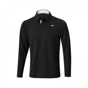 Mizuno Breath Thermo L/S Polo ανδρικα μαυρα | Greece M7948WT