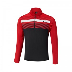 Mizuno Brz Elite St 1/4 Zip Αριστος ανδρικα κοκκινα μαυρα | Greece M8219YM