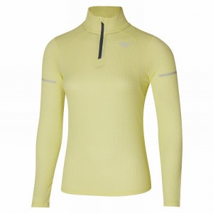 Mizuno Dryaeroflow LS HZ Αριστος γυναικεια ανοιχτο πρασινο κίτρινα | Greece M8659WT