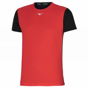 Mizuno Dryaeroflow Tee μπλουζακια ανδρικα κοκκινα μαυρα | Greece M7961RI