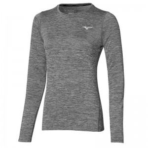 Mizuno Impulse Core LS Tee μπλουζακια γυναικεια γκρι | Greece M0459KP