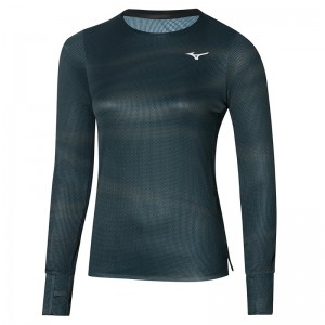 Mizuno Premium Aero LS Tee μπλουζακια γυναικεια μαυρα | Greece M5861GV