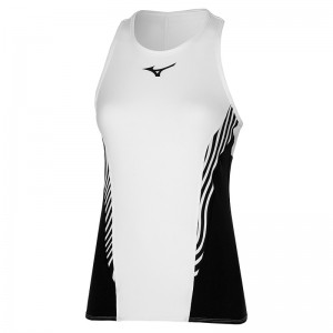 Mizuno Printed Tank αμανικα μπλουζακια γυναικεια ασπρα μαυρα | Greece M9418RD