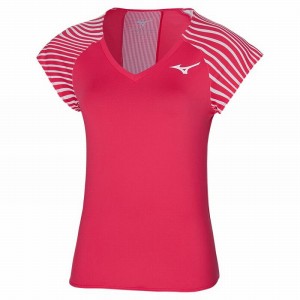 Mizuno Printed Tee μπλουζακια γυναικεια κοκκινα | Greece M8903NV