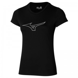 Mizuno Rb Logo Tee μπλουζακια γυναικεια μαυρα | Greece M7019RZ