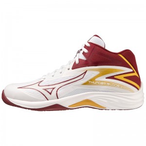 Mizuno Thunder Blade Z Mid Παπουτσια Βολλευ γυναικεια ασπρα σκούρο κοκκινα χρυσο χρωμα | Greece M4317MN