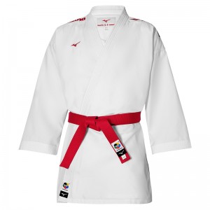 Mizuno Toshi Embroidery Karategis ανδρικα ασπρα κοκκινα | Greece M6420JK