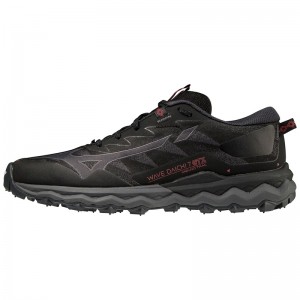 Mizuno Wave Daichi 7 GTX Παπουτσια Trail γυναικεια μαυρα σκούρο κοκκινα ροζ | Greece M2950ZX