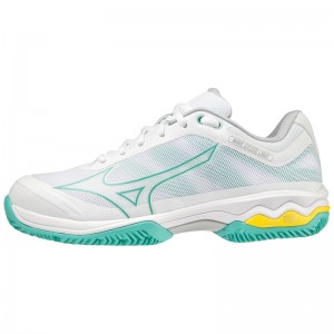 Mizuno Wave Exceed Light CC Παπουτσια Τενισ γυναικεια ασπρα τυρκουάζ | Greece M0164SU