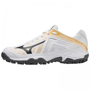 Mizuno Wave Lynx Παπουτσια Χοκει ανδρικα ασπρα χρυσο χρωμα | Greece M5761EN