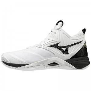 Mizuno Wave Momentum 2 Mid Παπουτσια Βολλευ ανδρικα ασπρα μαυρα | Greece M3426LU