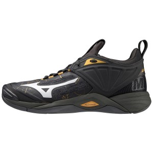 Mizuno Wave Momentum 2 Παπουτσια Βολλευ ανδρικα μαυρα χρυσο χρωμα | Greece M1235ST