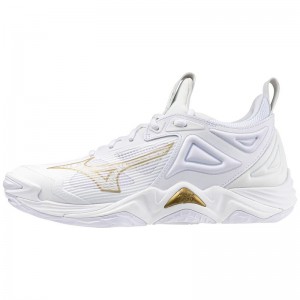 Mizuno Wave Momentum 3 Παπουτσια Βολλευ γυναικεια ασπρα χρυσο χρωμα | Greece M5917FJ