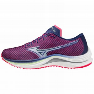 Mizuno Wave Rebellion Παπουτσια για Τρεξιμο γυναικεια ροζ μπλε σκουρο ασπρα | Greece M8541BP