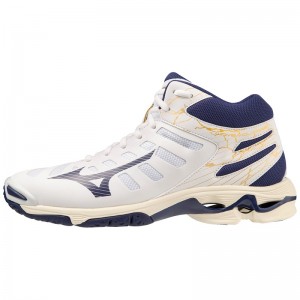 Mizuno Wave Voltage Mid Παπουτσια Βολλευ γυναικεια ασπρα χρυσο χρωμα | Greece M3597SC