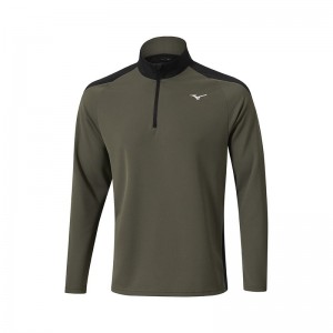 Mizuno Χειμερινά Breeze 1/4 Zip Αριστος ανδρικα Ελιά | Greece M2345RK