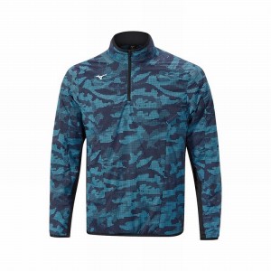 Mizuno Χειμερινά Stretch 1/4 Zip Αριστος ανδρικα μπλε | Greece M6417VX