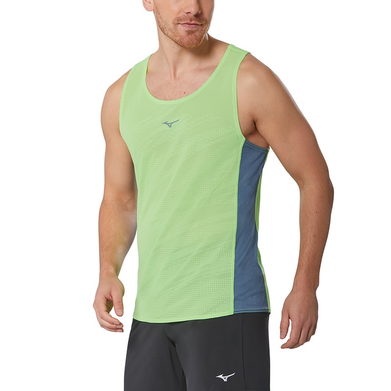 Mizuno Aero Tank αμανικα μπλουζακια ανδρικα ανοιχτο πρασινο | Greece M6419MD