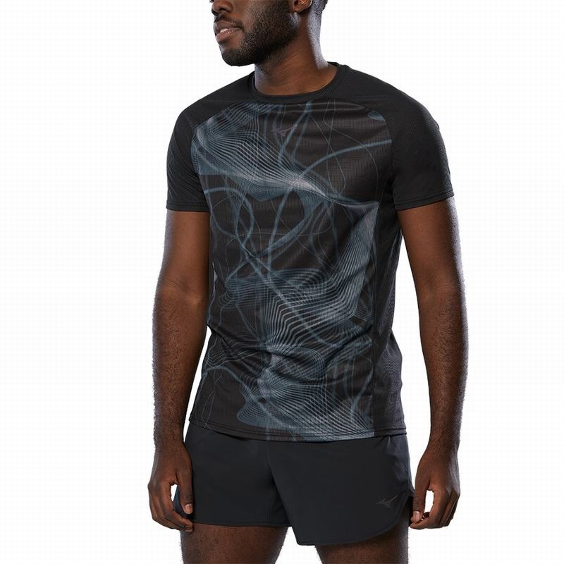 Mizuno Aero Tee μπλουζακια ανδρικα μαυρα | Greece M0852RJ