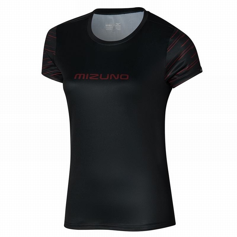 Mizuno Athletics σταμπεσ Tee μπλουζακια γυναικεια μαυρα | Greece M7510UW