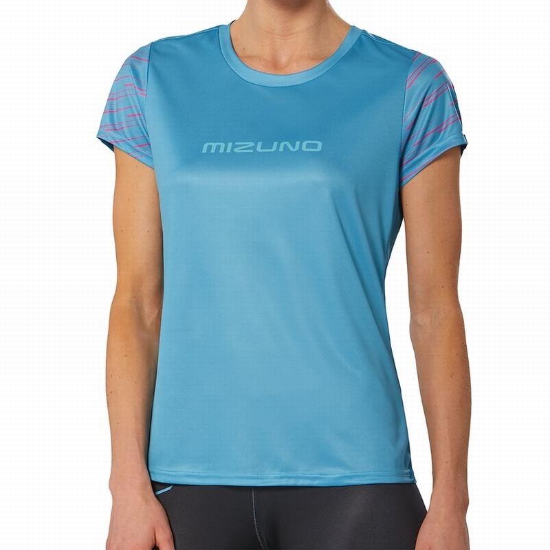 Mizuno Athletics σταμπεσ Tee μπλουζακια γυναικεια μπλε | Greece M9736UP