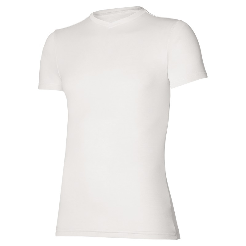 Mizuno BT Under V Neck Tee μπλουζακια ανδρικα ασπρα | Greece M2957AD