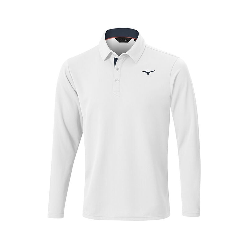 Mizuno Breath Thermo L/S Polo ανδρικα ασπρα | Greece M3906IR