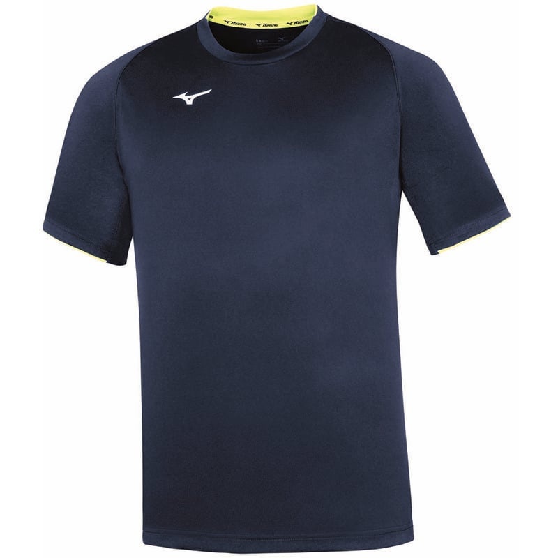 Mizuno Core SS Tee μπλουζακια ανδρικα σκουρο μπλε κίτρινα | Greece M3416SN