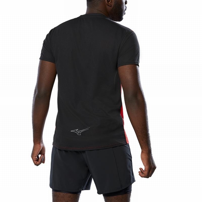 Mizuno Dryaeroflow Tee μπλουζακια ανδρικα κοκκινα μαυρα | Greece M7961RI