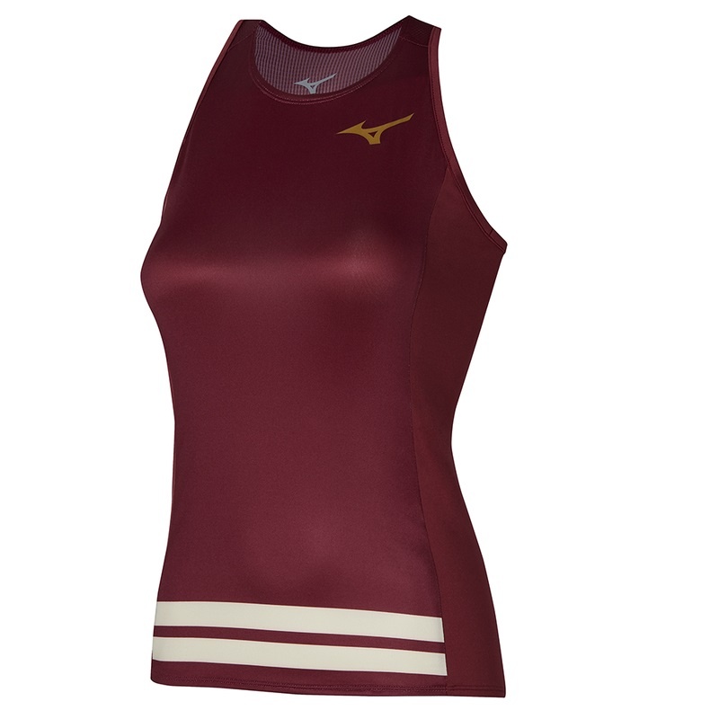 Mizuno Printed Tank αμανικα μπλουζακια γυναικεια σκούρο κοκκινα | Greece M3709HS