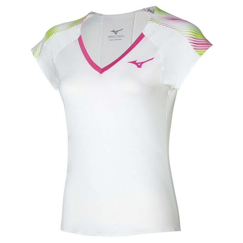 Mizuno Printed Tee μπλουζακια γυναικεια ασπρα φουξια | Greece M2486ZH