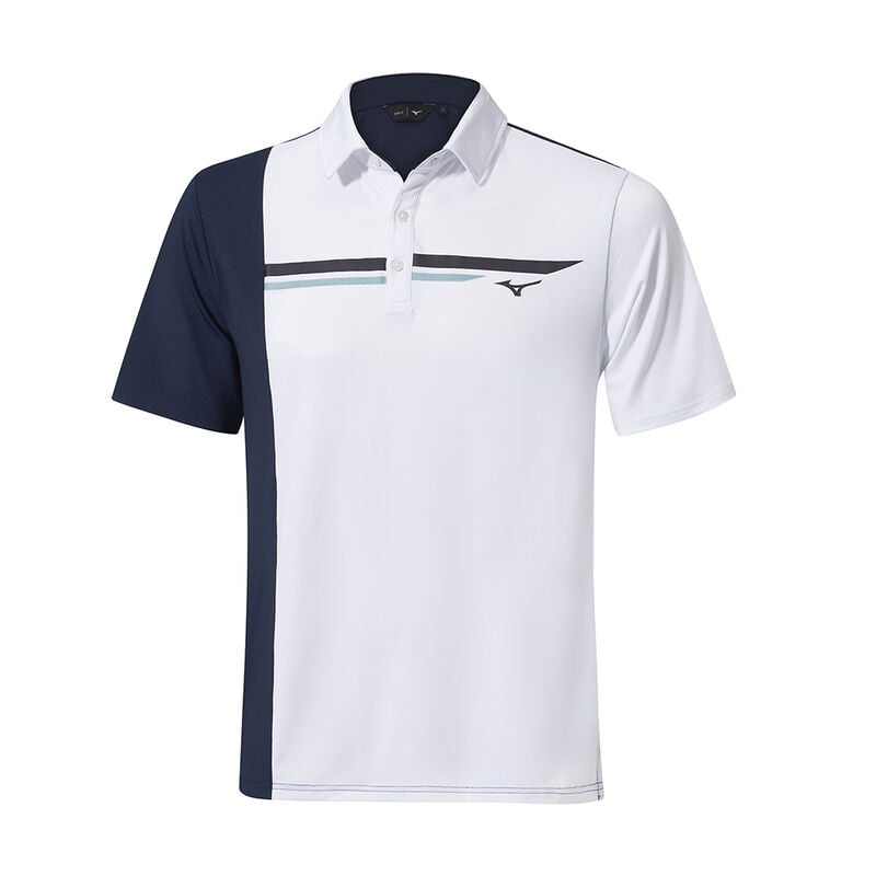 Mizuno QD Elite Panel Polo ανδρικα ασπρα σκουρο μπλε | Greece M1390HV