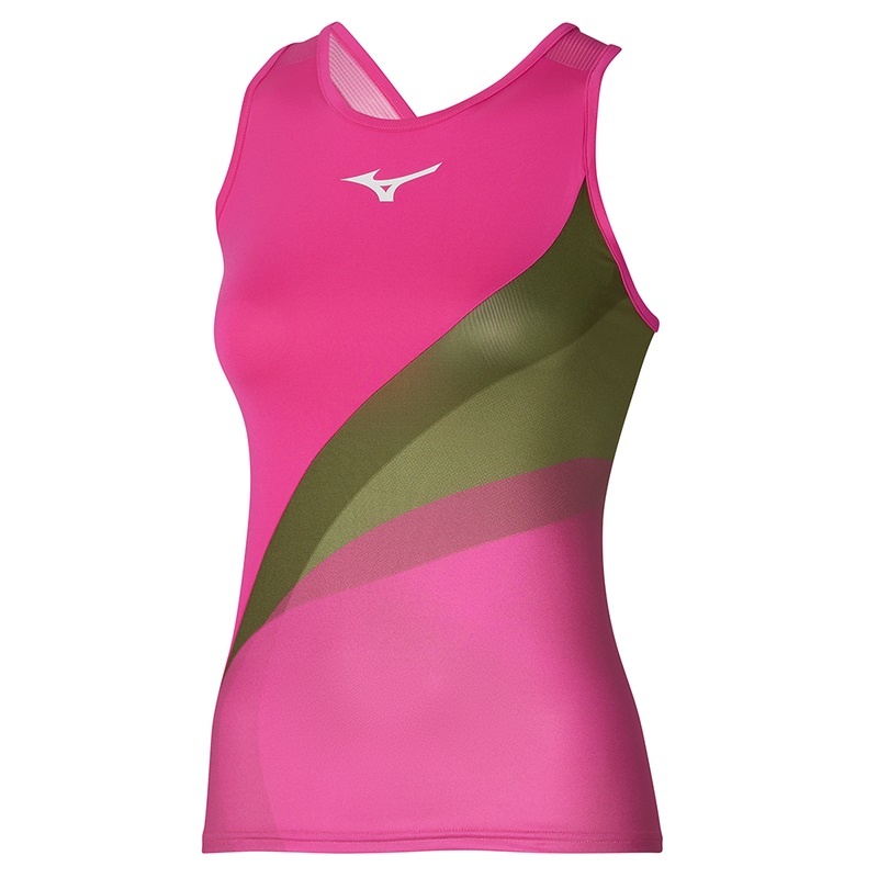 Mizuno Release Printed Tank αμανικα μπλουζακια γυναικεια ροζ | Greece M8169NJ