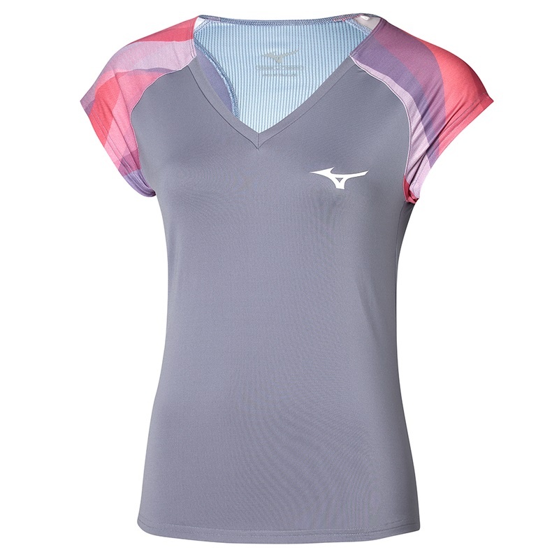 Mizuno Release Printed Tee μπλουζακια γυναικεια ασημι | Greece M2054LX