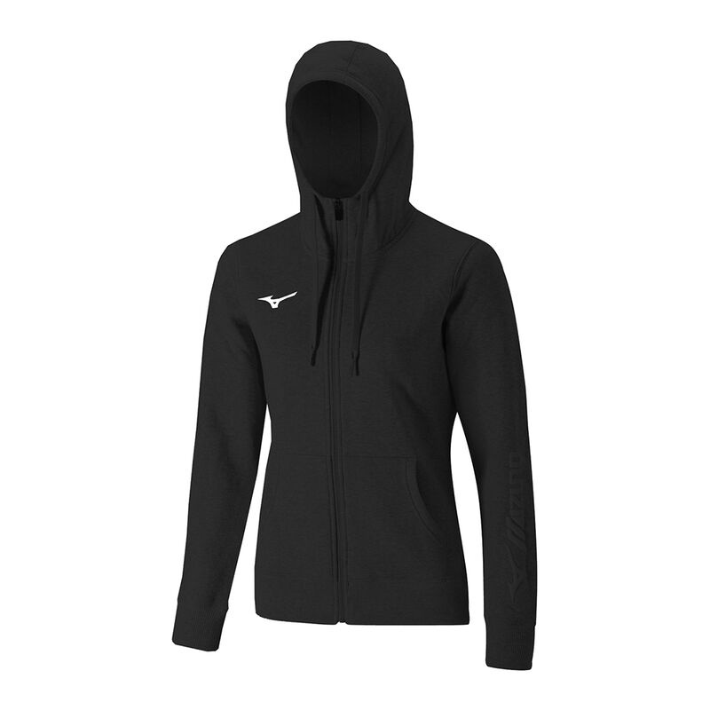 Mizuno Sweat FZ Φουτερ με Κουκουλα γυναικεια μαυρα | Greece M8570OA