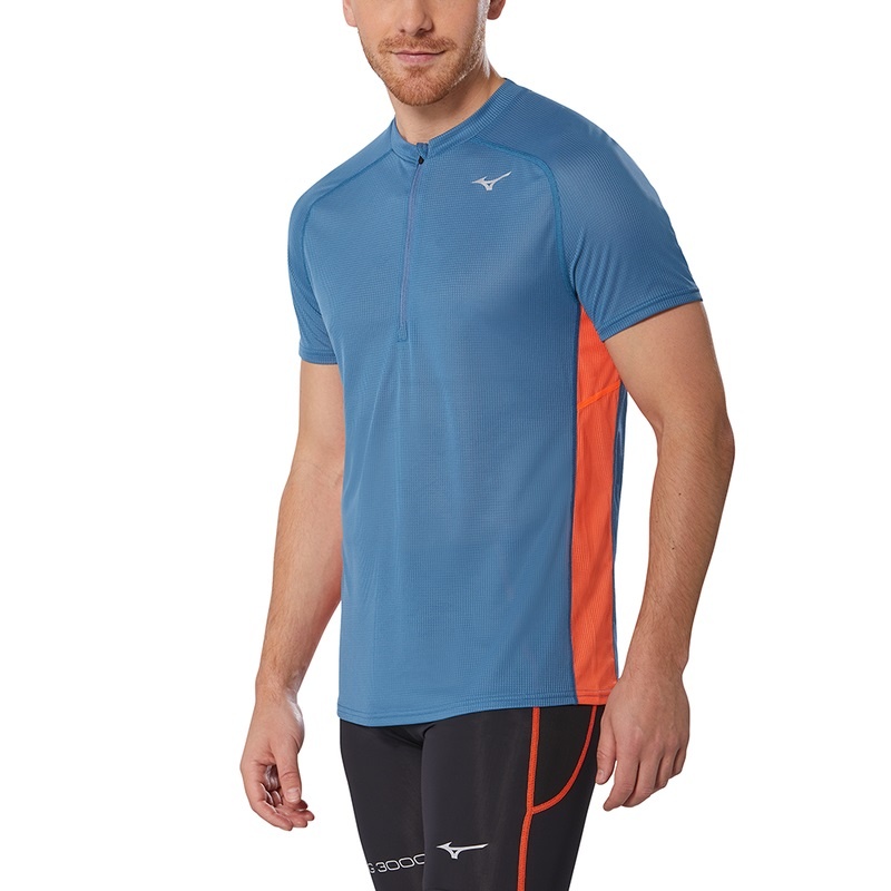 Mizuno Trail Dryaeroflow HZ Tee μπλουζακια ανδρικα μπλε | Greece M0258MJ