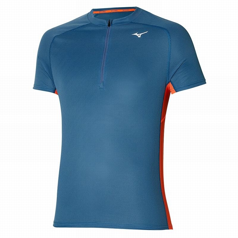 Mizuno Trail Dryaeroflow HZ Tee μπλουζακια ανδρικα μπλε | Greece M0258MJ