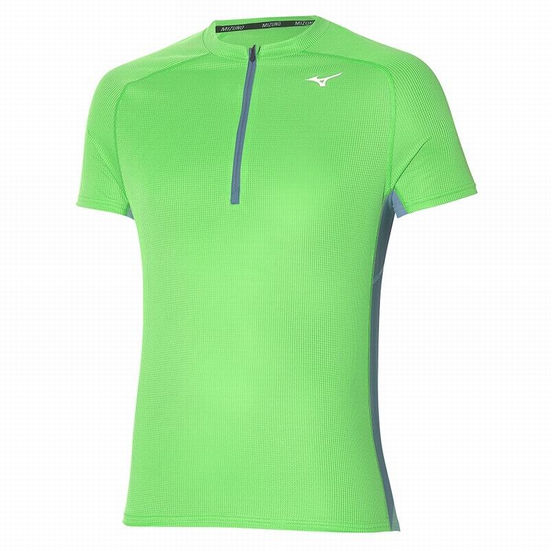 Mizuno Trail Dryaeroflow HZ Tee μπλουζακια ανδρικα ανοιχτο πρασινο | Greece M6758NA