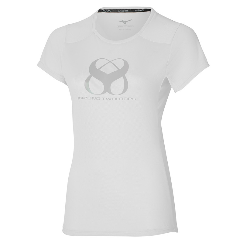 Mizuno Two Loops 8 Tee μπλουζακια γυναικεια ασπρα | Greece M9248QJ