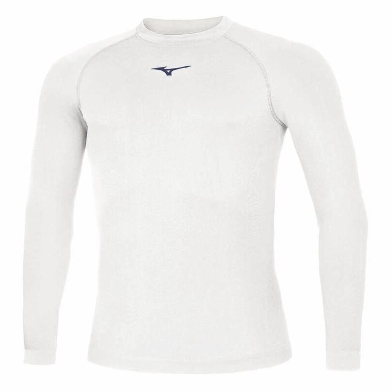 Mizuno Uni Core LS Underlayer Αριστος ανδρικα ασπρα σκουρο μπλε | Greece M3590MC