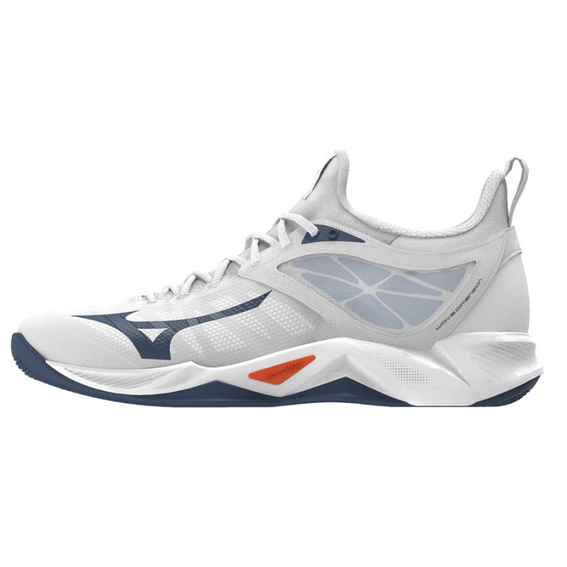 Mizuno Wave Dimension Παπουτσια Βολλευ γυναικεια ασπρα σκουρο μπλε | Greece M7826QI