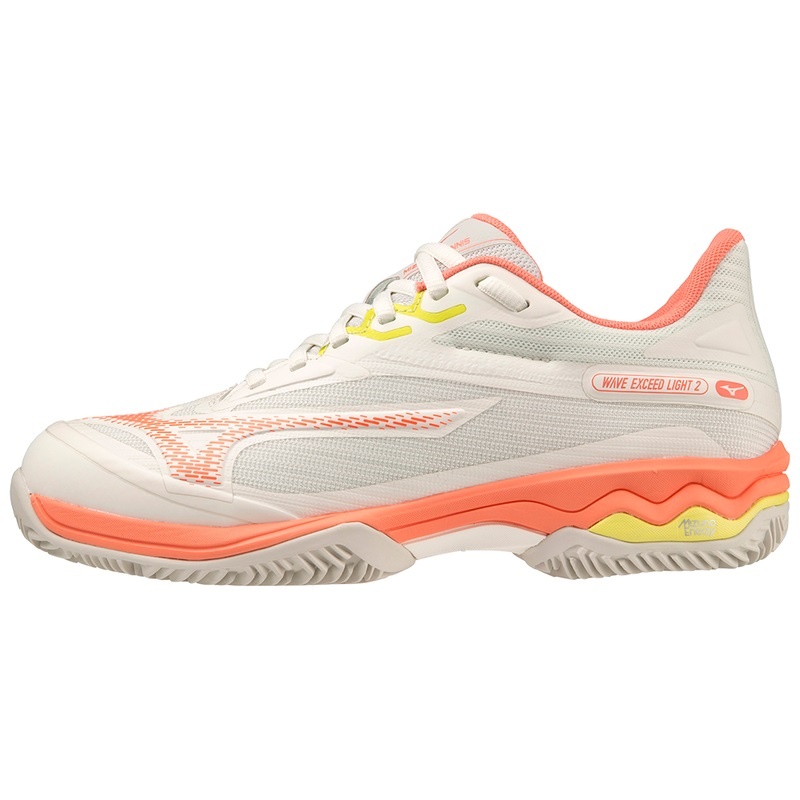 Mizuno Wave Exceed Light 2 Παπουτσια Τενισ γυναικεια ασπρα πορτοκαλι | Greece M0854JD