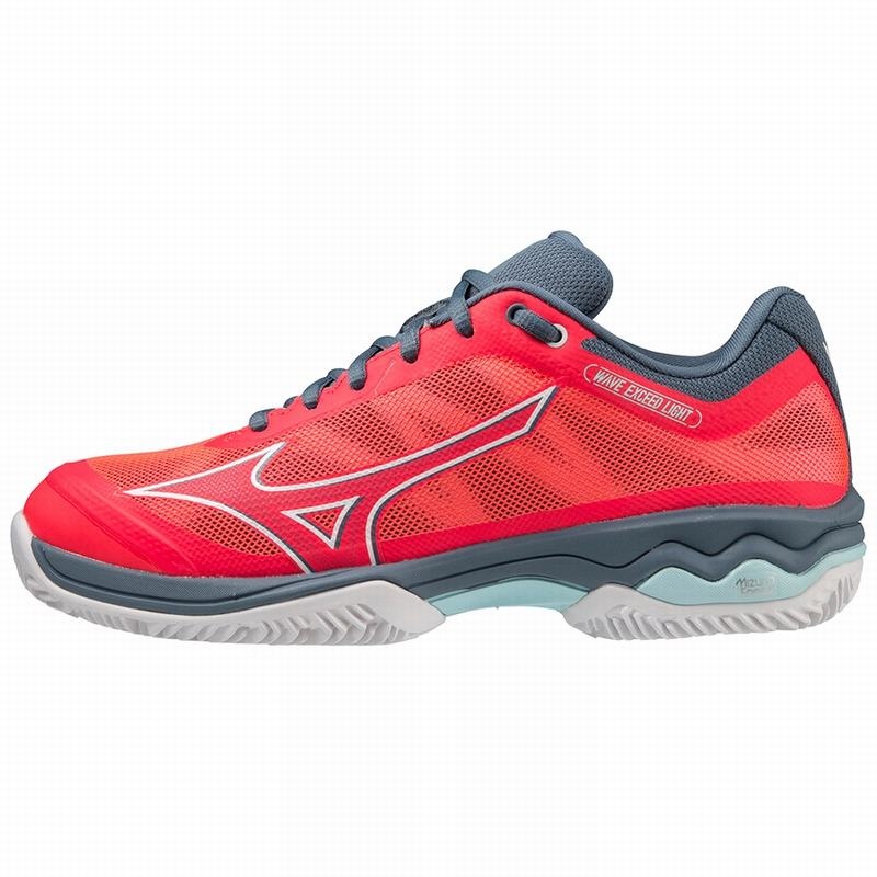 Mizuno Wave Exceed Light CC Παπουτσια Τενισ γυναικεια κοραλι ασπρα μπλε | Greece M3796VE