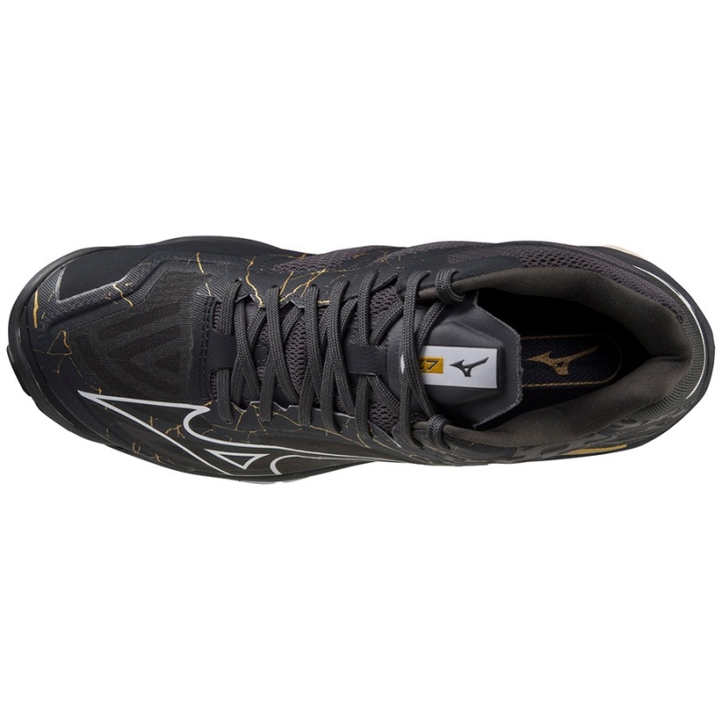 Mizuno Wave Lightning Z7Mid Παπουτσια Βολλευ γυναικεια μαυρα χρυσο χρωμα | Greece M2378ZH