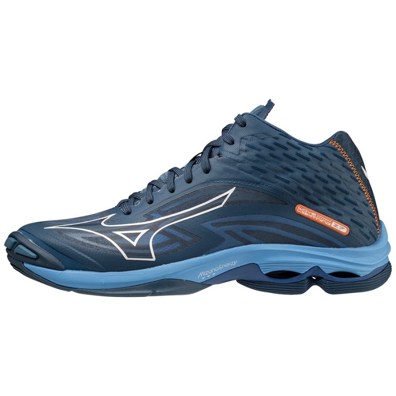 Mizuno Wave Lightning Z7Mid Παπουτσια Βολλευ γυναικεια σκουρο μπλε ασπρα μπλε | Greece M1482UG