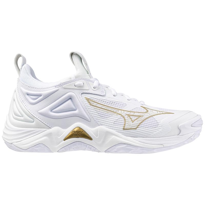 Mizuno Wave Momentum 3 Παπουτσια Βολλευ γυναικεια ασπρα χρυσο χρωμα | Greece M5917FJ