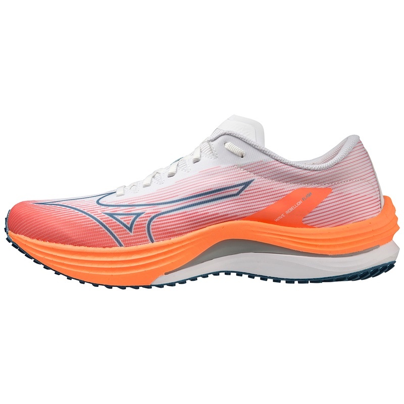 Mizuno Wave Rebellion Flash Παπουτσια για Τρεξιμο ανδρικα ασπρα ασημι ανοιχτο πορτοκαλι | Greece M3064PB