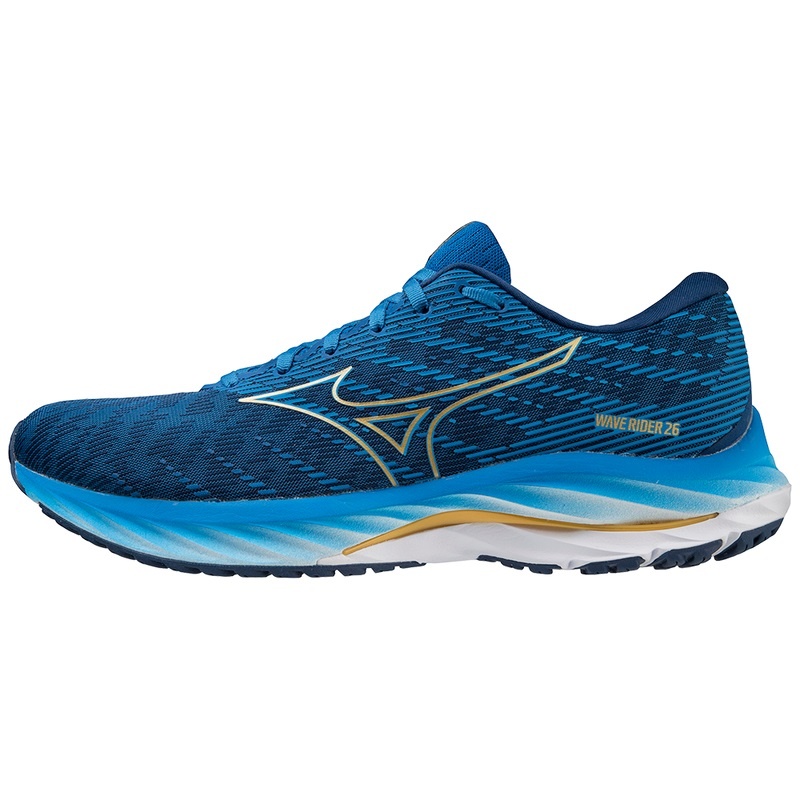 Mizuno Wave Rider 26 Παπουτσια για Τρεξιμο ανδρικα μπλε χρυσο χρωμα μπλε | Greece M9725ZO