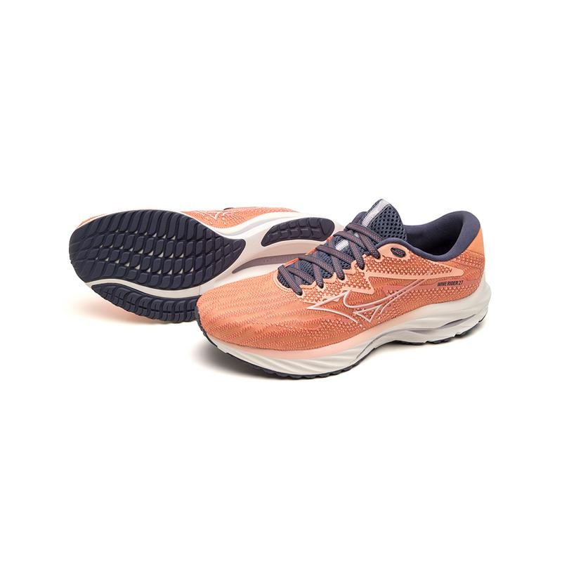 Mizuno Wave Rider 27 Παπουτσια για Τρεξιμο γυναικεια κοραλι ασπρα | Greece M8365RD